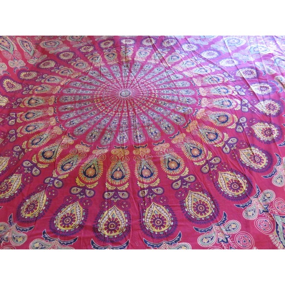 Vibrant Mandala Cotton Tapestry Duvet Cover Bedspread Boho Queen 80" x 86" - Picture 3 of 3